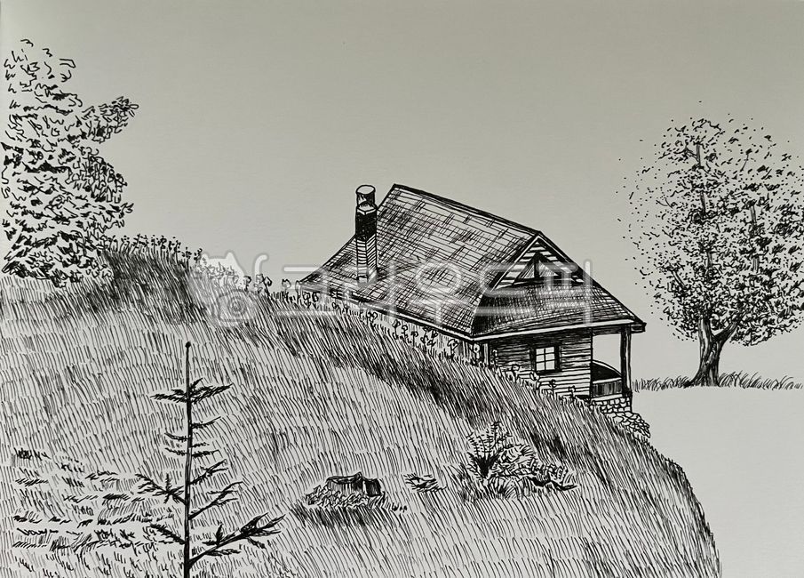 그림,일러스트,펜그림,펜드로잉,손그림,집앞풍경