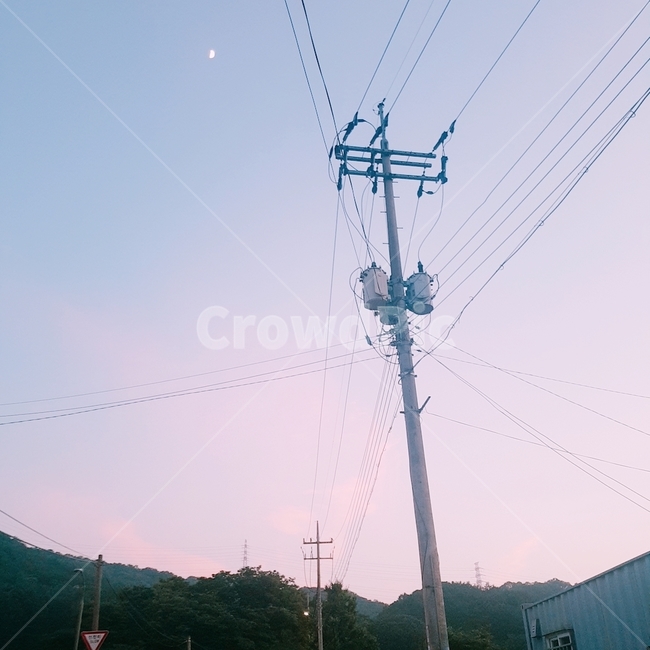자연,전봇대,저녁,저녁하늘,해질녘,땅거미