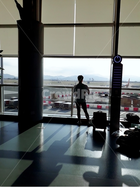 공항,뒷모습,떠남,비행기,분위기