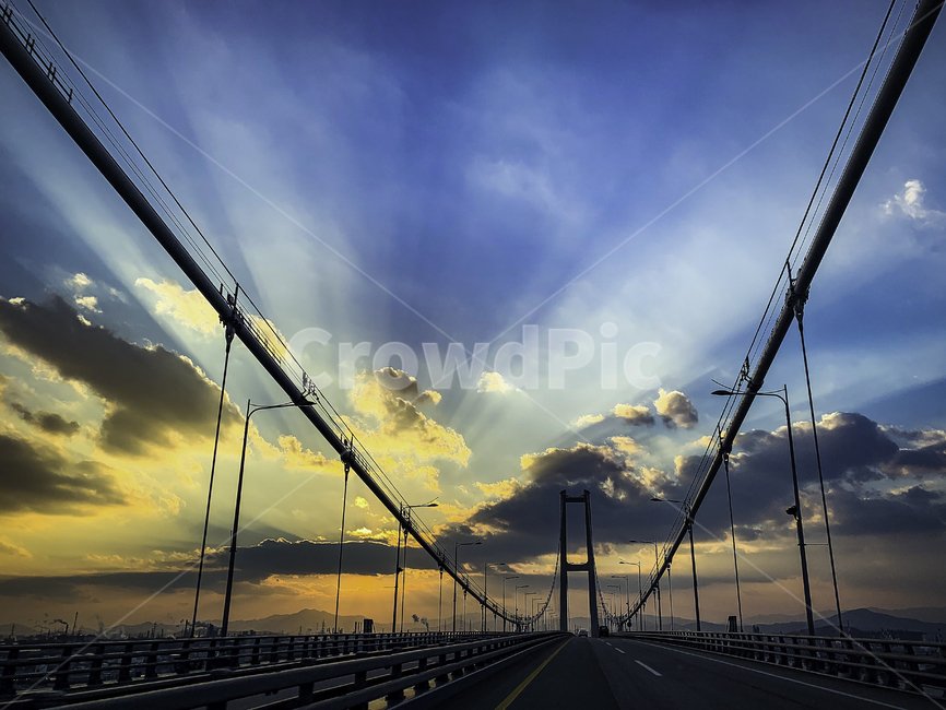 노을,하늘,구름,태양,블루,바탕화면,배경,자연,풍경,nature,landscape,building,건물,bridge,다리,road,도로