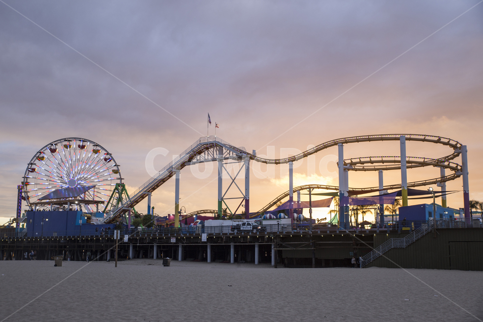 Amusement park,cloud,theme park,USA,roller coaster,LA,la,sunset,travel