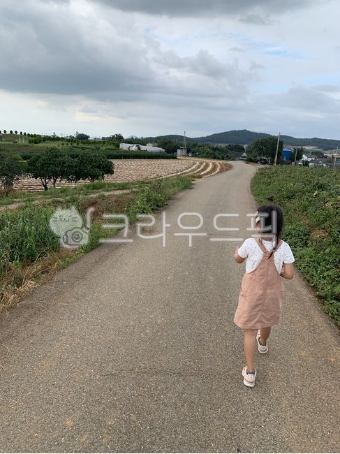 시골,도로,걷는,사람,시골길,산책