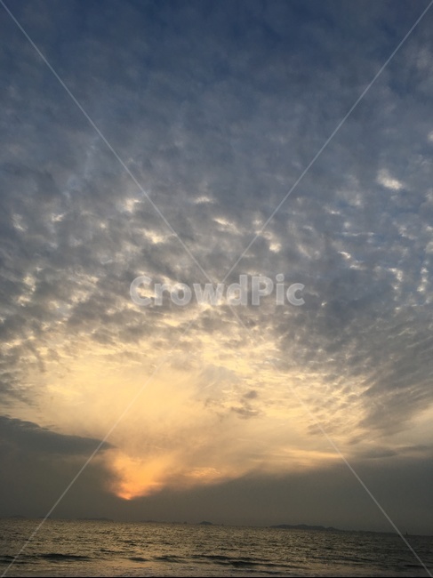 바다,노을,모래,파도,구름