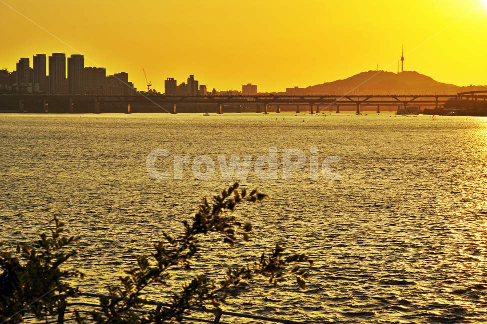 일몰,석양,한강,청담대교,영동대교,남산,남산타워