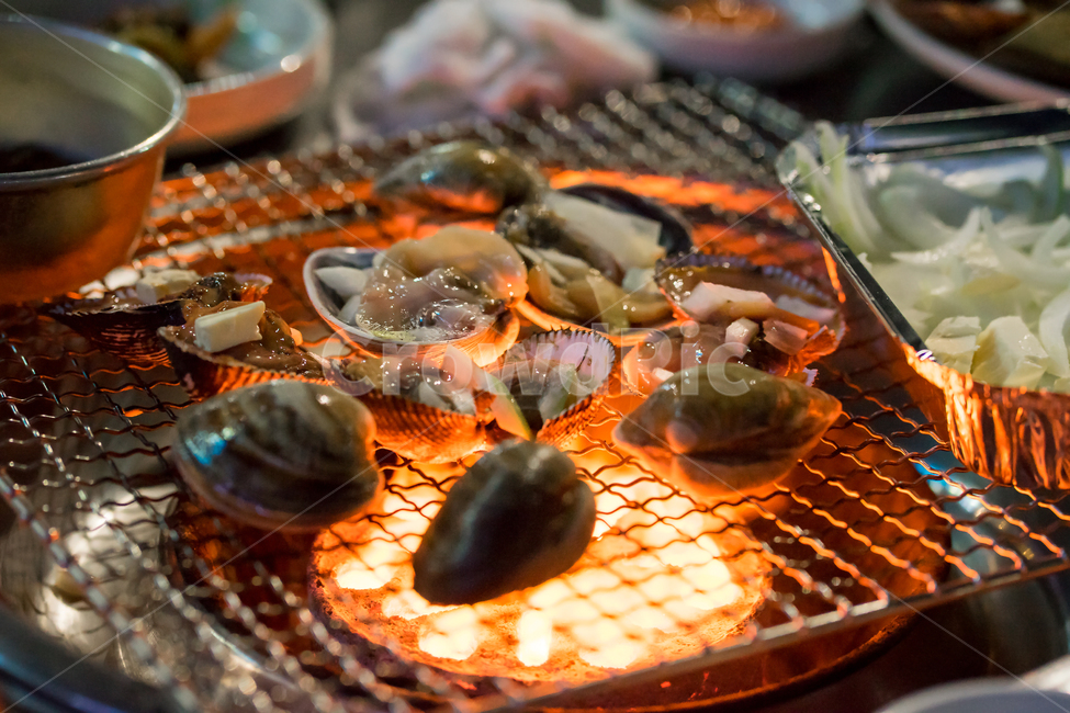 조개구이,불판,숯불,조개,가리비,음식,식재료,요리,food,cook,meal,dishes,food reserves,수산물,해산물,fishery products,seafood
