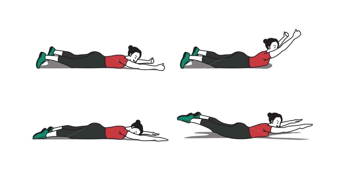 피트니스,등운동,플로어y레이즈,슈퍼맨등운동,홈트레이닝,운동,훈련,스포티한,활동적인,건강,건강한,활기찬,운동복,라이프스타일,몸매,파워풀한,움직임,단계,연습,하는중,예,가이드,자세,세트,여성,여자,벡터,삽화,건강,헬스웨어,헬스케어,healthware,health care,그래픽,일러스트레이션,graphic,illustration