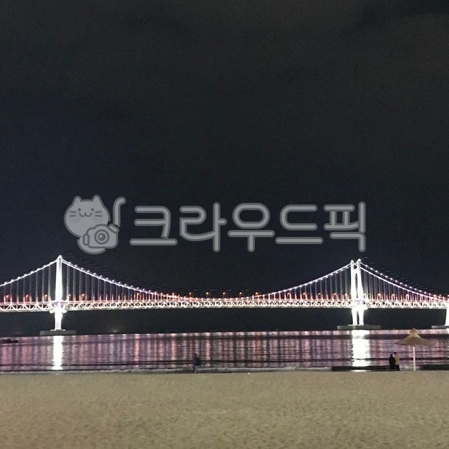 Gwangalli,evening sea,bridge lighting,Busan,Gwangan Bridge,bridge