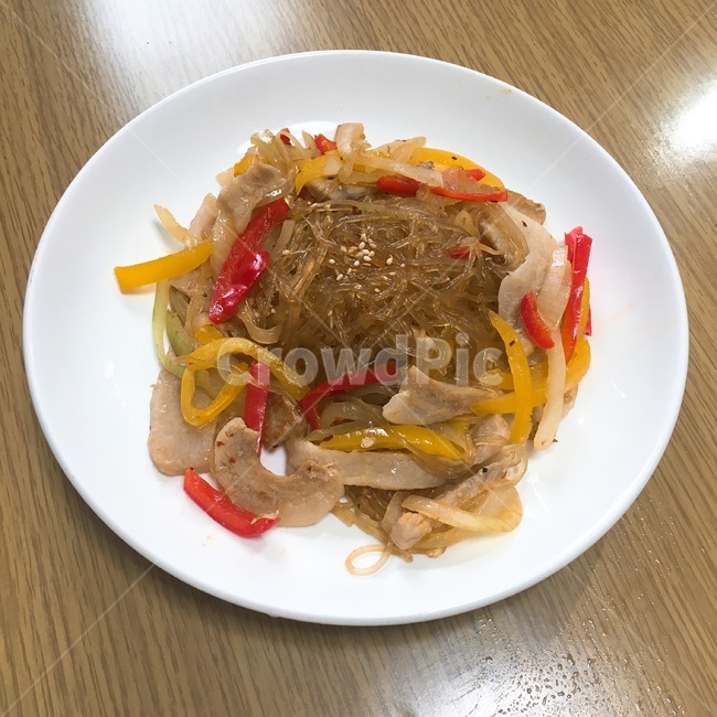 잡채,요리,당면,한식,파프리카