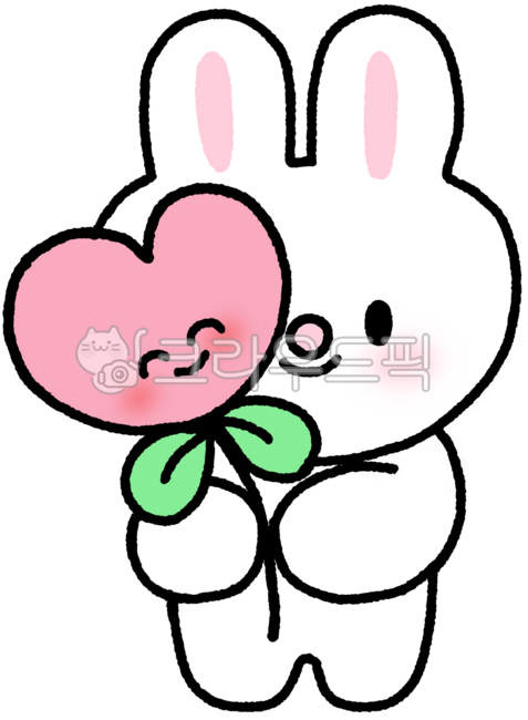 rabbit,flower,character,cute,flower,animal,illustration,heart,smile