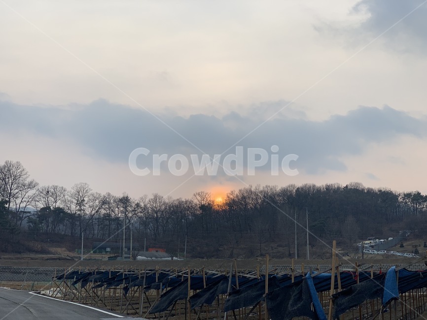 노을,하늘,풍경,해질녘,산