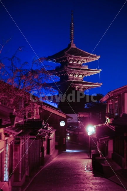 해외,교토,기온,호칸지5층탑,야경,밤길,문화,shrine,신사,architecture,건축물,pagoda,탑,building,건물,worship,예배