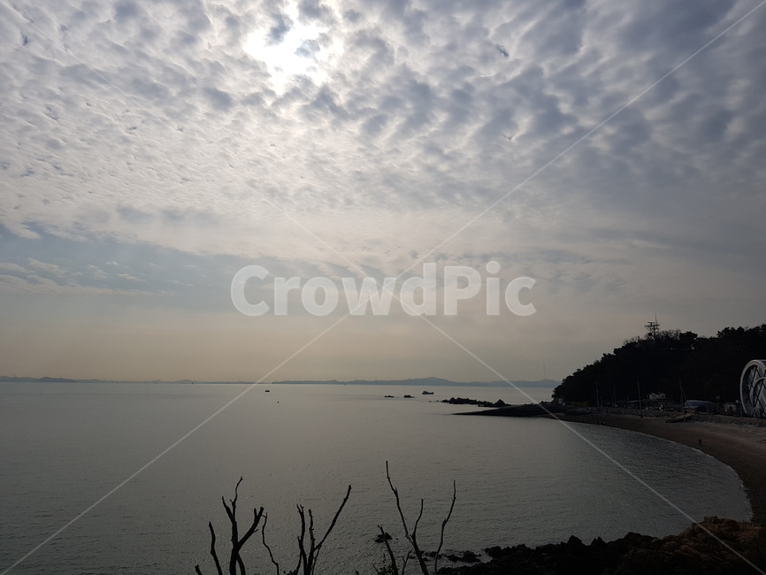 하늘,구름,배,느낌,바위