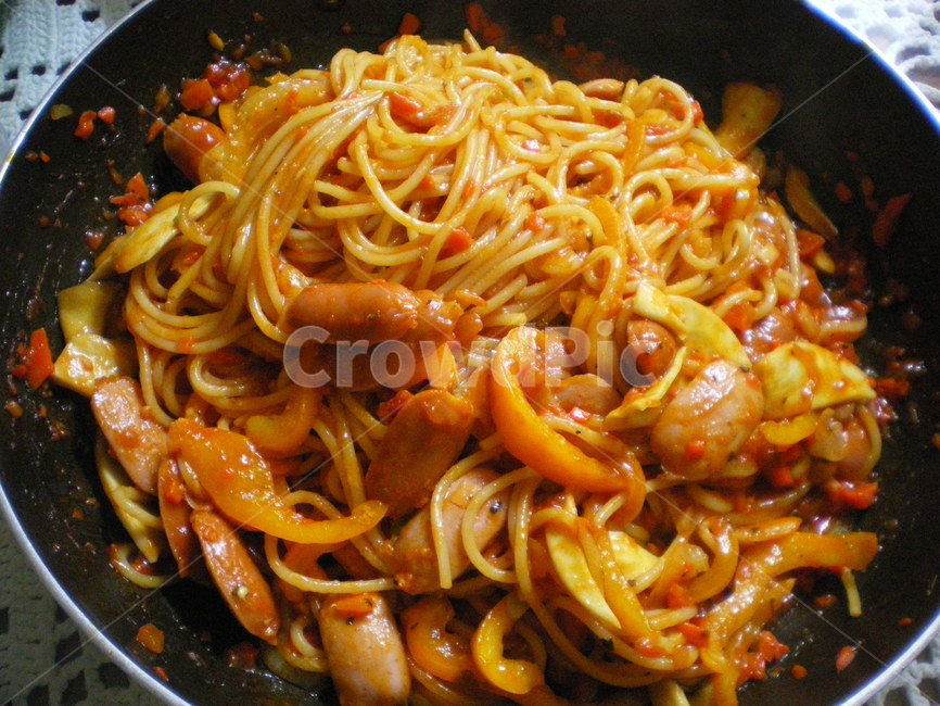 음식,스파게티,소세지,토마토소스,food