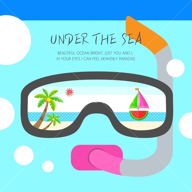 물안경,해변,돗단배,수영,일러스트,배경,백그라운드,팝업,여름,계절,summer,season,그래픽,일러스트레이션,graphic,illustration,goggles,고글