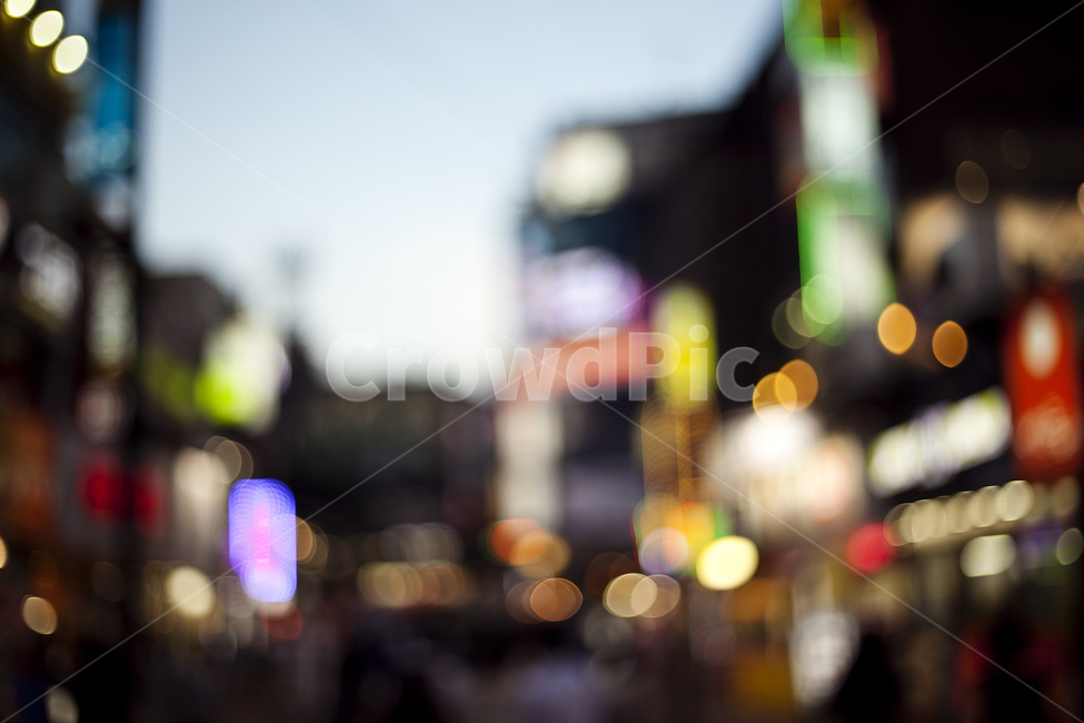 city,neon,city night view,out of focus