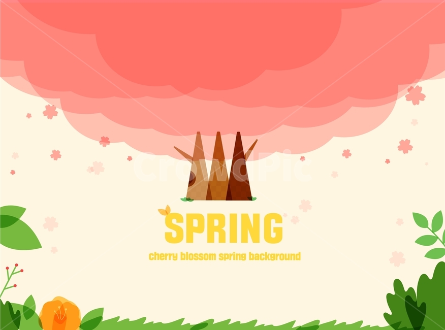나무,새싹,꽃,벚꽃,봄,팝업,플랫디자인,일러스트,봄,계절,spring,season,그래픽,일러스트레이션,graphic,illustration