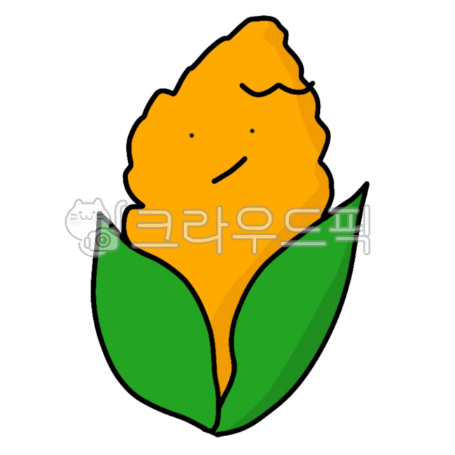 옥수수,콘,옥수수캐릭터,하찮은,간식,구황작물,음식,채소,식물,캐릭터,얼굴,표정,웃음,씨익