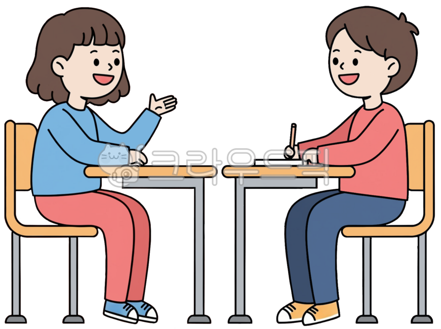 학생, 대화, 교실, 친구, 토론, 사진,이미지,일러스트,캘리그라피 - 비움채움작가