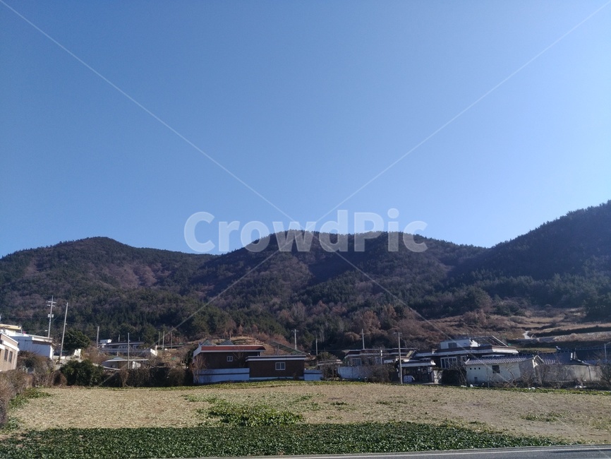 산,하늘,파란하늘,시골,겨울산