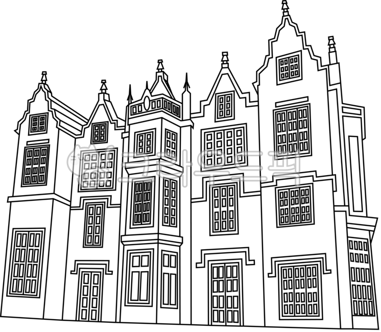 성,집,저택,대저택,중세,castle,medieval,residence,삼층,검은선,black,line,mansion,아이콘,icon,검정,house