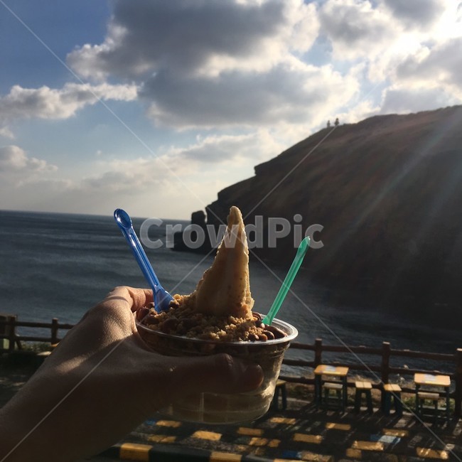 아이스크림,빛,구름,땅콩아이스크림,땅콩아이스크림,손
