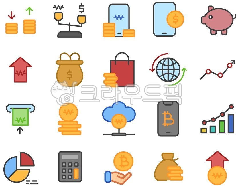 픽토그램,아이콘,스티커,일러스트,은행,뱅킹,금융,돈,쇼핑,결제,계산기,코인,차트,모바일,휴대폰,저금통,달러,다이어리꾸미기,다꾸,money,bank,chart,mobile,saving