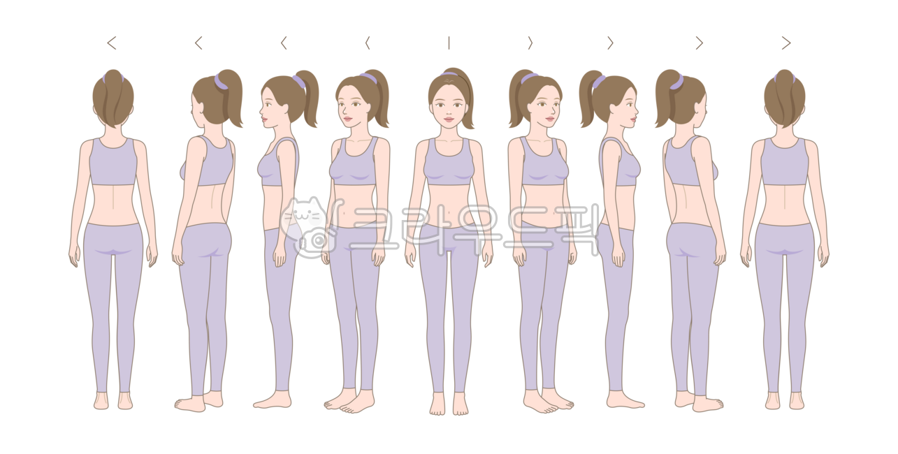 모델, 서있는, 모습, 다양한, 각도, 사진,이미지,일러스트,캘리그라피 - 따뜻한햇살작가