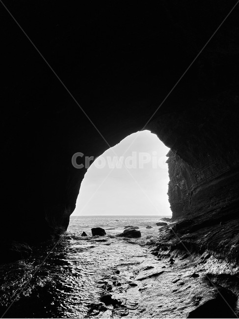 동굴,cave,바다,ocean,흑백,우도