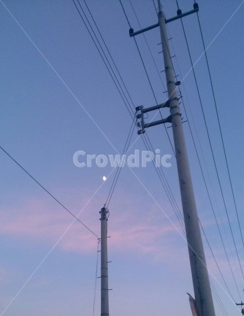 달,전봇대,하늘,풍경,초저녘,감성,moon,길거리,자연,해질녘,night,sky