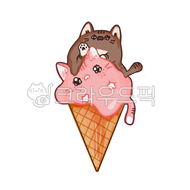 고양이,여름,여름디저트,아이스크림,젤라또,귀여운디저트,귀여운,콘아이스크림,콘,딸기아이스크림,초코아이스크림,딸기냥,초코냥,디저트,고양이일러스트
