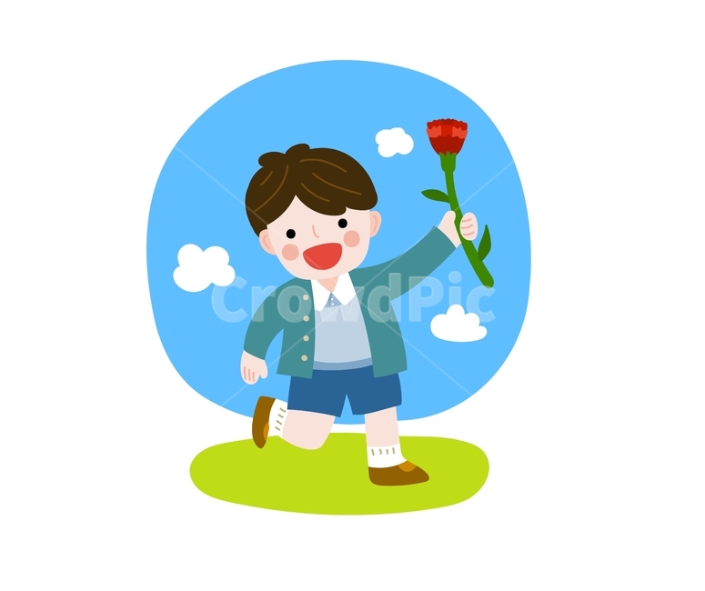 삽화,소년,아이,카네이션,봄,꽃,들판,달리기,자연,구름,일러스트,백터,그래픽,일러스트레이션,인물,사람,illustration,graphic,그래픽,일러스트레이션,graphic,illustration
