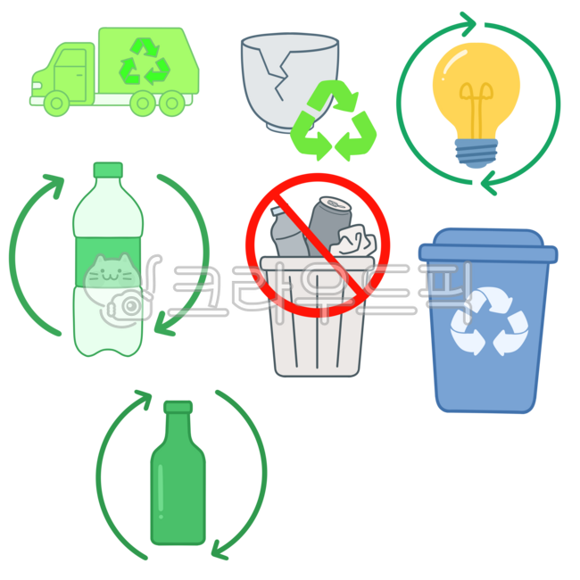재활용,분리수거,친환경,환경보호,자원순환,플랫디자인,리사이클,지속가능성,에코라이프,청소문화,환경이미지,도시환경,깨끗한지구,재활용쓰레기통,플라스틱재활용,유리병재활용,쓰레기감소,에너지절약,친환경캠페인,환경교육,그린디자인,esg,기후변화대응,자원보존,환경운동
