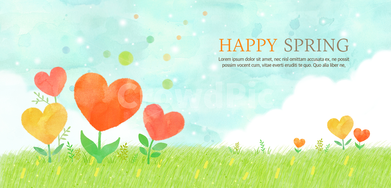 하트,꽃,풀밭,봄,감성,배너,봄,계절,spring,season,식물,자연,plants,nature,꽃,flower,그래픽,일러스트레이션,graphic,illustration