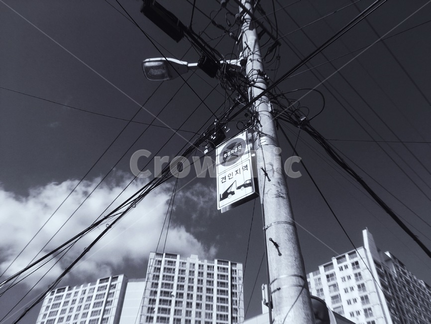 전신주,utilitypole,흑백사진,전봇대,표지판,가로등
