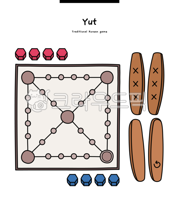어린이, 놀이, 옛날, 레트로, 윷놀이, 사진,이미지,일러스트,캘리그라피 - 핸쥬작가
