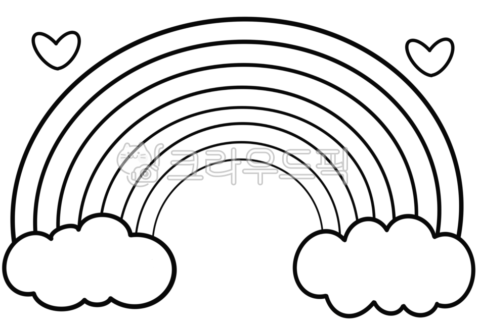 구름무지개색칠,구름무지개컬러링,색칠놀이,컬러링,선,선그림