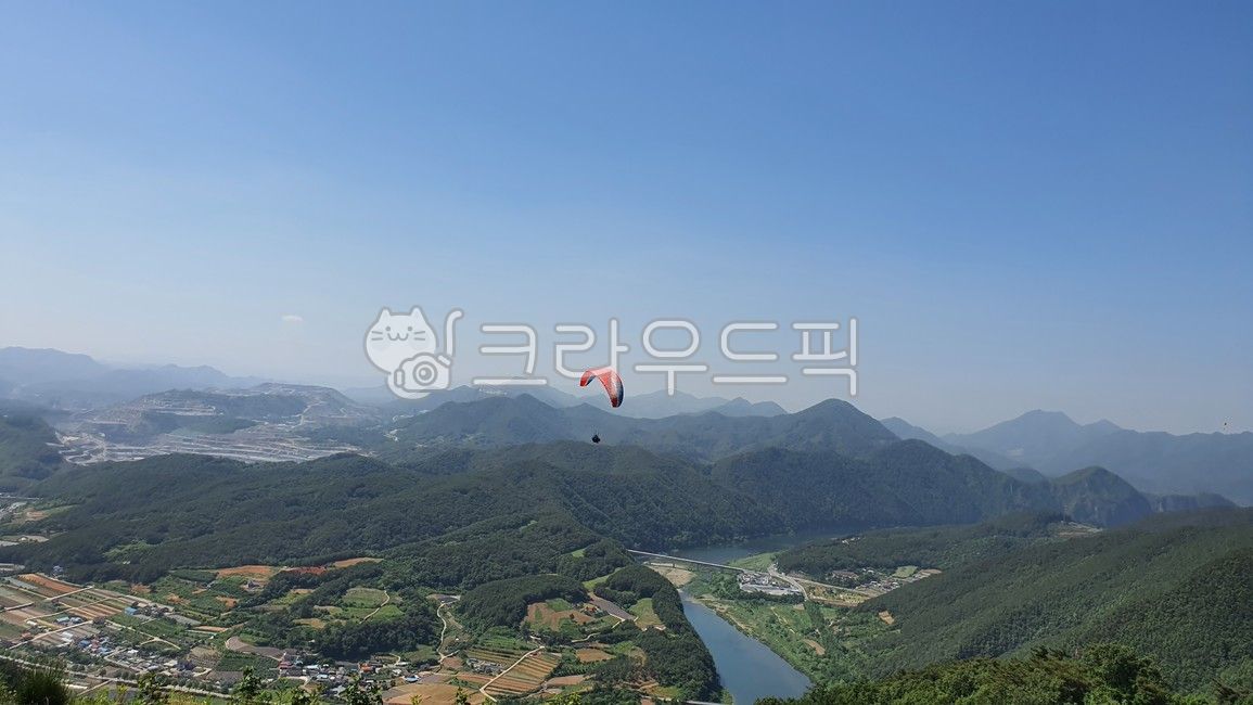 adventure,sky,mountain,paragliding,nature,Danyang,leisure activities,river,View