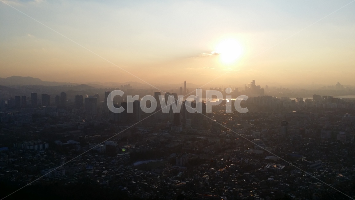남산,일몰,배경,한강,풍경