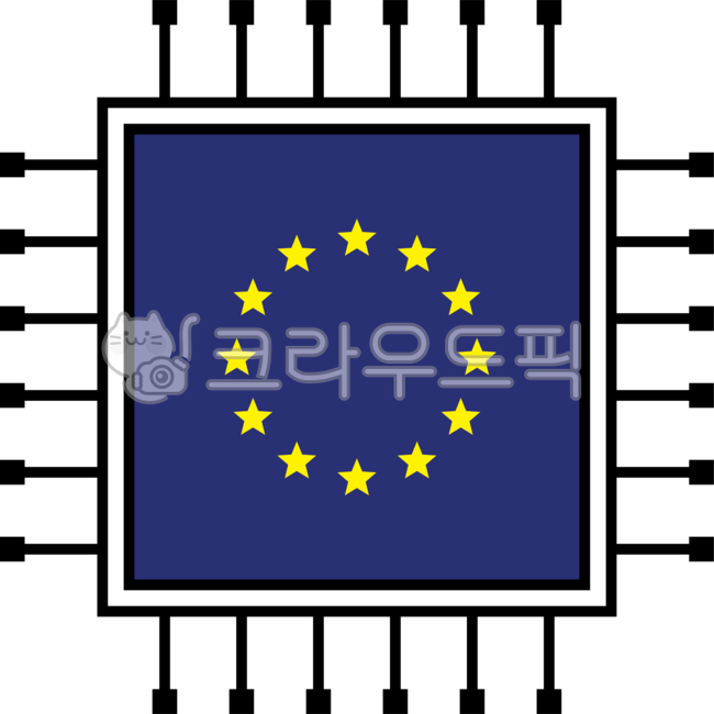 유럽연합,eu,국기,반도체,칩,회로,기술,전자,경제,정보통신