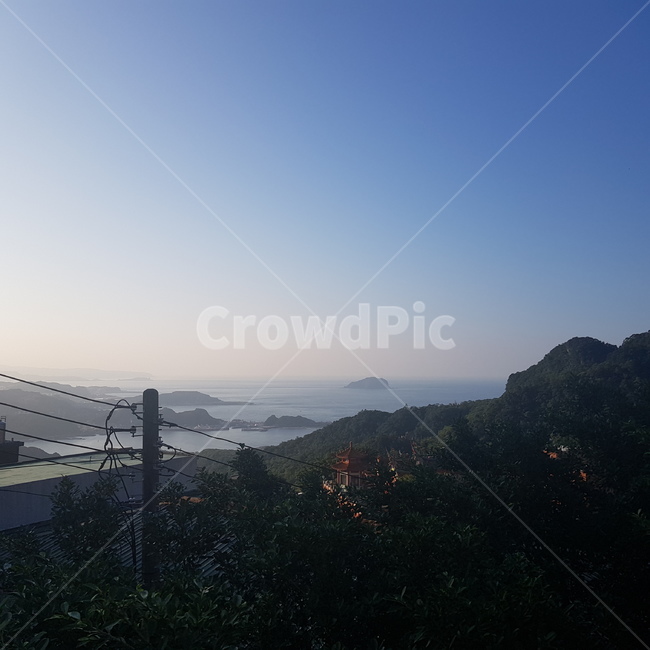 바다,노을,산,하늘,자연,자연,풍경,nature,landscape