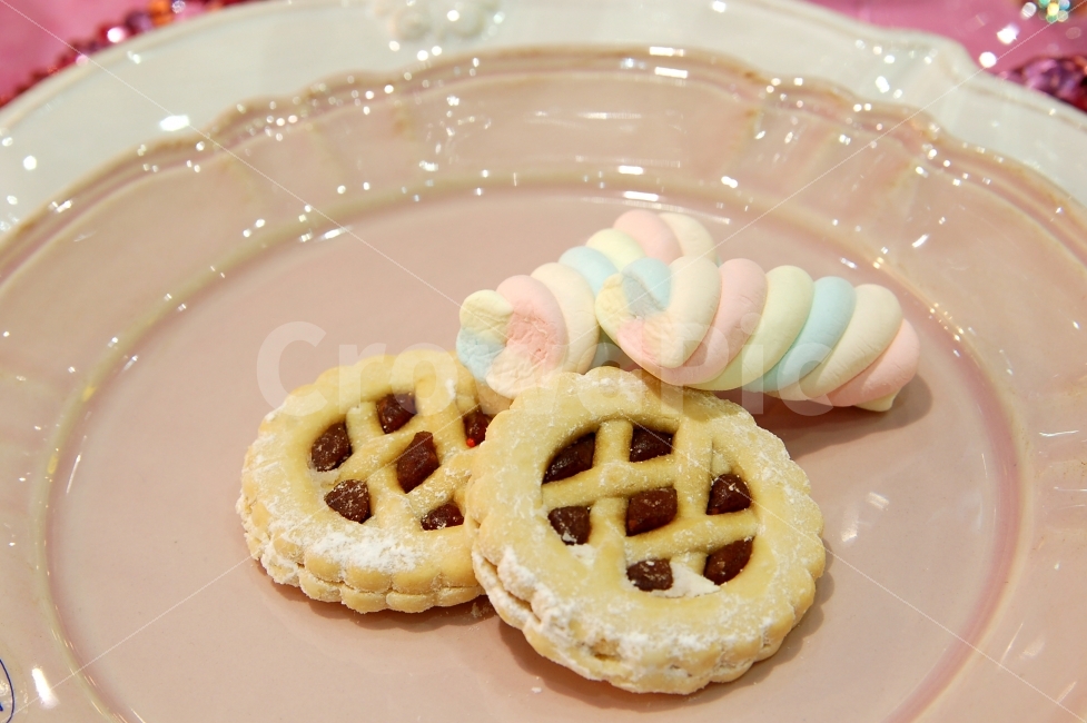 cookie,dessert,snack,marshmallow,plate,confectionery,food