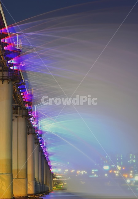 Han Riverside,night view,fountain,color,bright,scenery,Han River,Seoul,Han River Bridge,moonlight square,Seoul night view,gorgeous ship,night,lighting,Banpo Bridge,seoul,rainbow,brighting,rainbow fountain,korea,hanriver,light,background,shining,river,banp