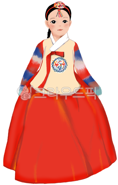 clothing,의류,dress,드레스,fashion,패션,formalwear,격식있는옷차림,gown,사람,한복,쪽두리,색동,색동저고리,붉은치마,어린아이,소녀,댕기,댕기머리,명절,한국소녀,한국인