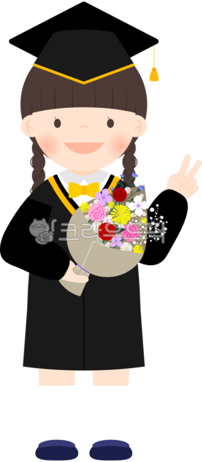 졸업,졸업식,축하,꽃다발,꽃,졸업가운,가운,유치원,어린이,어린이집,children,kid,clothing,의류,옷,유치원생,원아,브이,양갈래,여아,학사모,여자아이,아이,일러스트,illustration,그래픽,graphics,png,나비넥타이