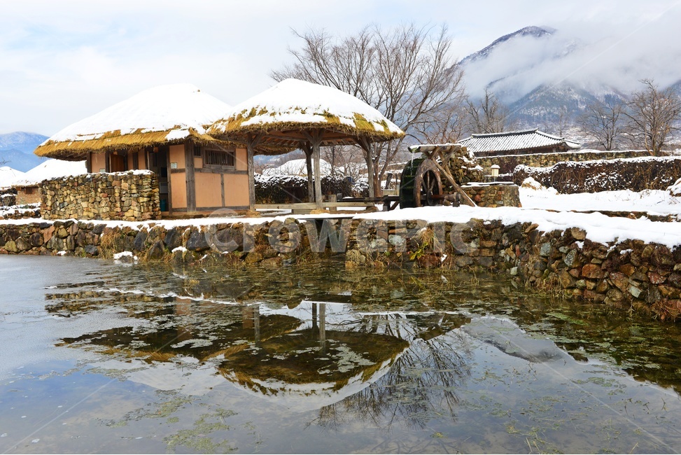 전남,순천,낙안읍성,연못,반영,겨울,설경,물,outdoors,옥외,nature,자연,rural,농촌,겨울,계절,winter,season,한국전통,한국문화,korean traditional,korean culture