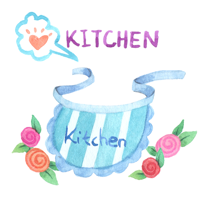 앞치마,주방소품,키친,주방,홈패션,꽃,하트,에이프런,kitchen,사랑,요리,아이콘,수작업,수채화,일러스트,삽화,그래픽,일러스트레이션,graphic,illustration