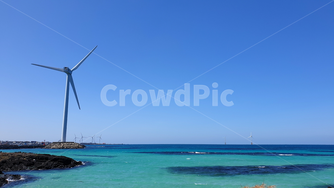 바다,하늘,푸르다,제주도,풍력발전,맑은날씨,산업,industry,industrial,에너지산업,energy industry,engine,엔진,machine,기계,motor,모터