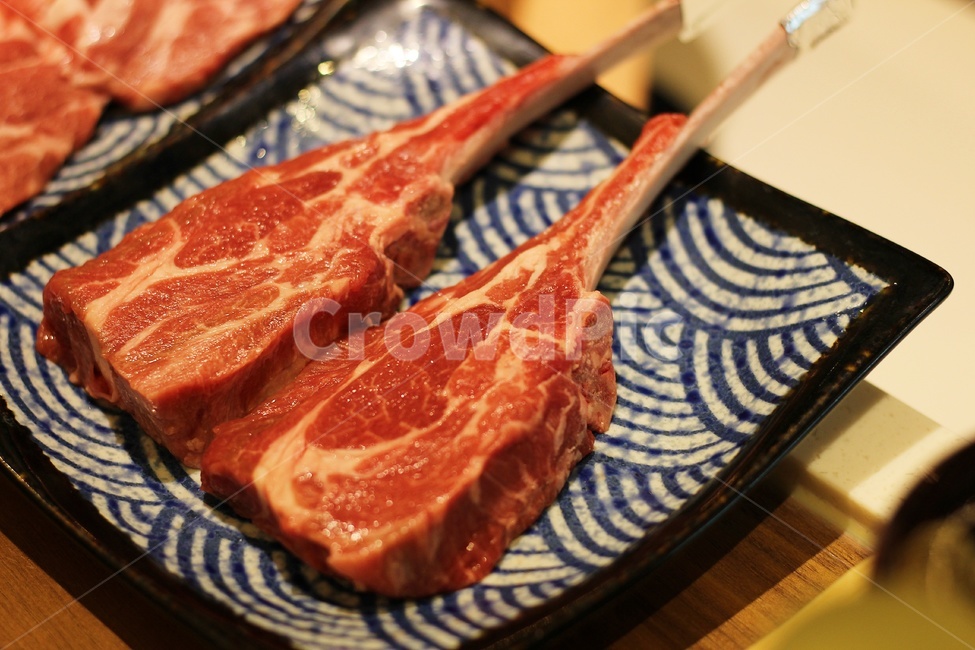 Red,Lamb ribs,meat,lamb,plate