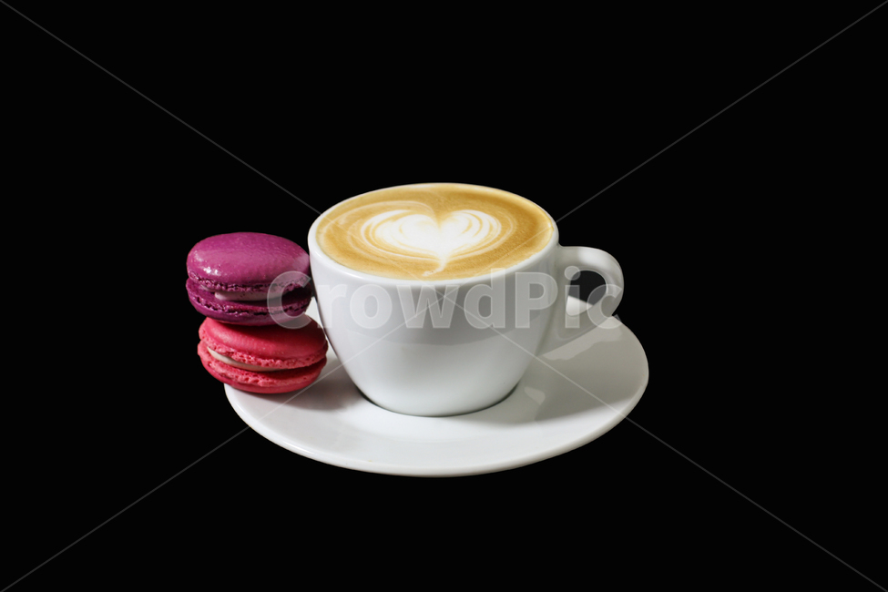 close up,Nukki,Cafe Latte,latte art,recipe,black,menu,food,Barista,cafe,dessert,coffee cup,macaroon,coffee,beverage,fresh,sweet,Caffeine,object,cup