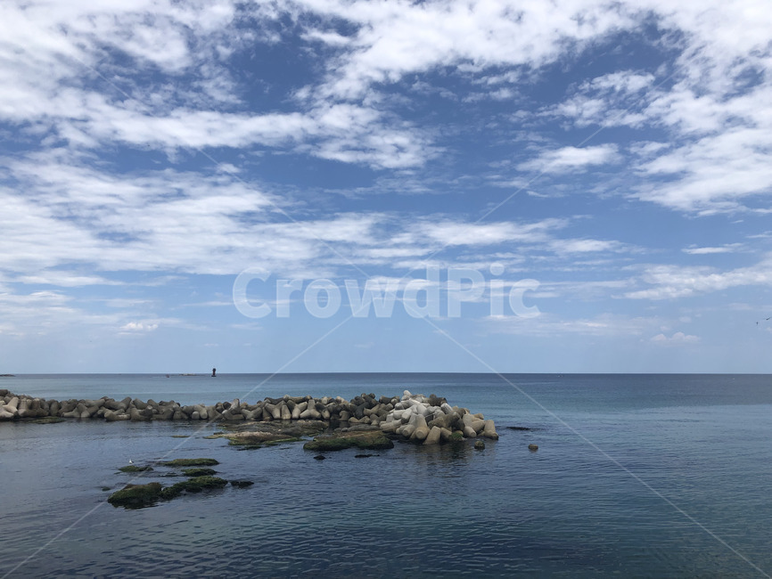 해변,강문해변,강원도,강릉,여름,7월,여름바다,구름,해안선,sea,ocean